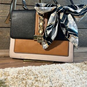 ALDO Anniebrook Flap Satchel Crossbody Colorblock Purse Pre Loved Condition PICS